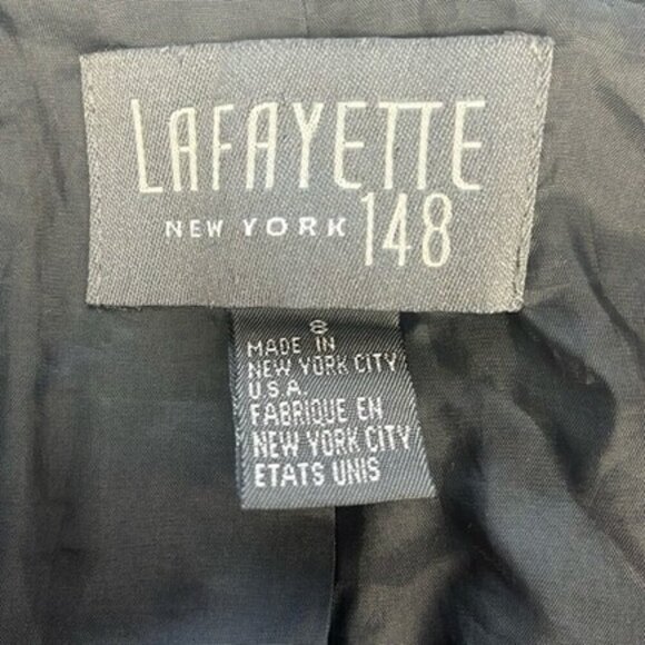 Lafayette 148 NY Wool Blazer Charcoal Pinstripe Single Button Pocketed Jacket 8 - Picture 12 of 14